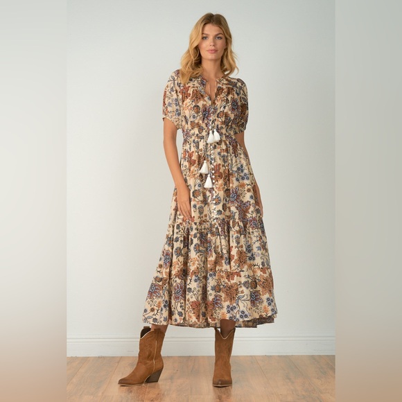 Anthropologie Dresses & Skirts - NWT Anthropologie Cotton Chicks Flowy Floral Peasant Sleeve Maxi Dress Small